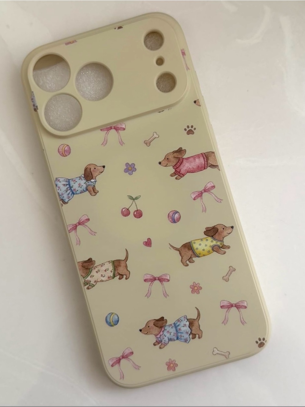 Dachshund Pattern Dog iPhone 17 Pro Max Case - Cream